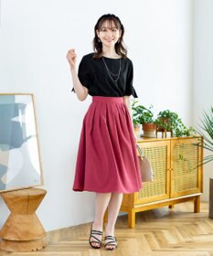 Tiaclasse 【洗える】体型カバーも叶う麻調フレアタックスカート