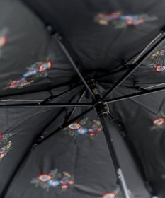AND WOOL 〈UVカット率99%以上・一級遮光生地・晴雨兼用〉野ばら刺繍の日傘 （折りたたみ傘タイプ）