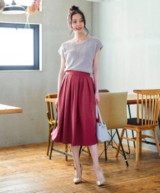 Tiaclasse 【洗える】体型カバーも叶う麻調フレアタックスカート