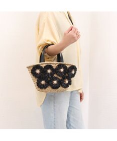 UNBILLION カシュカシュ cachecache / ラフィアフラワー付カゴバッグ