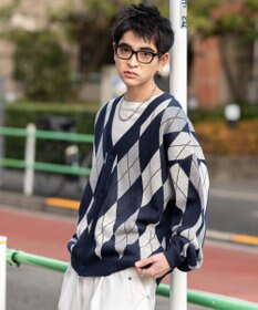 WEGO リラックスフィットパターンカーディガン