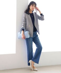 ANY SIS L センタープレスセミフレア デニム