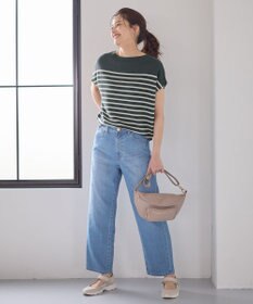 ANY 【洗濯機可/アンチピリング/UVカット】アクリルガーターフレンチスリーブニット