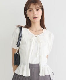 earth music&ecology ナローリボンペプラムニットカーディガン