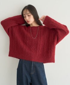 earth music&ecology モヘヤタッチケーブルニットプルオーバー