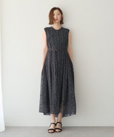 YECCA VECCA シアードット柄ギャザーワンピース