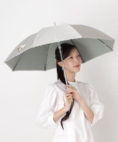 MOONBAT 【1級遮光/遮熱/UV】POLO RALPH LAUREN（ポロ ラルフローレン）晴雨兼用日傘  ストライプ スカラ刺繍 長傘