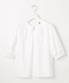 J.PRESS LADIES L 【WEB限定・洗える】セルロースカラミストライプ キーネック ブラウス