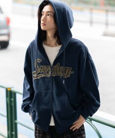 WEGO 【ユニセックス着用ITEM/SMLサイズ展開】レオパードワッペンダブルZIPパーカー