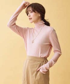 ANY L ウール混リブタートルネックカットソー