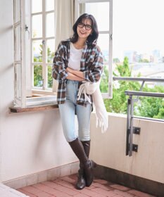 WEGO 【2025年秋冬新作/SMLサイズ展開/ユニセックス着用ITEM】オンブレチェックネルシャツ（LS）