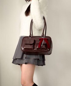 WEGO チャーム付きスクエアボストンバッグ