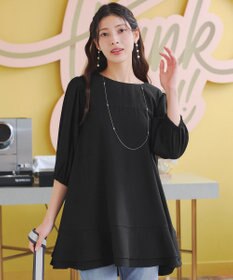 Tiaclasse 【洗える】裾フリルパフ袖チュニック