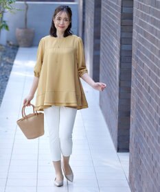 Tiaclasse 【洗える】裾フリルパフ袖チュニック