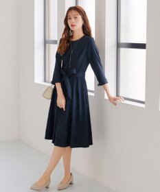 Tiaclasse L 【洗える】花柄刺繍フレアワンピース