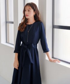 Tiaclasse L 【洗える】花柄刺繍フレアワンピース