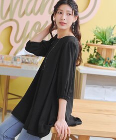 Tiaclasse 【洗える】裾フリルパフ袖チュニック