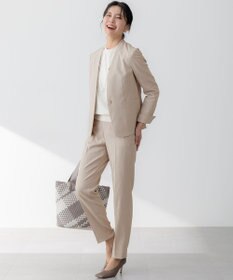 23区 【セットアップ対応/防シワ性/洗える】アイアスマットストレッチ ノーカラー ジャケット