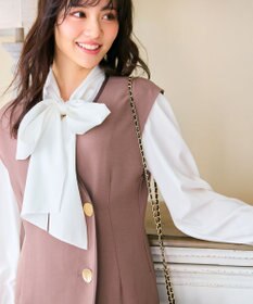 Feroux 【洗える】バイカラートリム ジャンパースカート