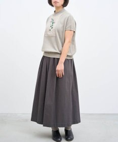 muuc 【高級スーピマ超長綿100%使用ニット】ヒルガオ刺繍 ハイネック半袖プルオーバー