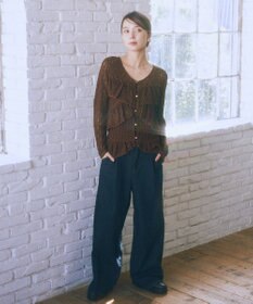 earth music&ecology レースフリルメローカーディガン