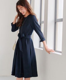 Tiaclasse L 【洗える】花柄刺繍フレアワンピース