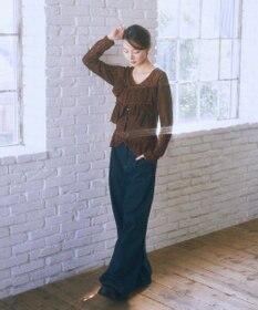 earth music&ecology レースフリルメローカーディガン