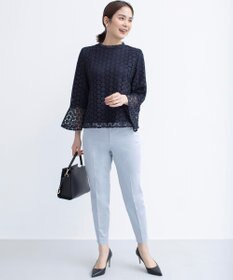 組曲 【WEB限定】サテンストレッチ クロップドパンツ