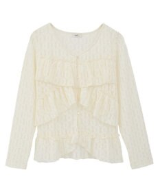 earth music&ecology レースフリルメローカーディガン