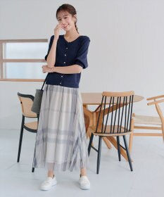 Tiaclasse  【洗える】ハーフスリーブサマーニットカーディガン