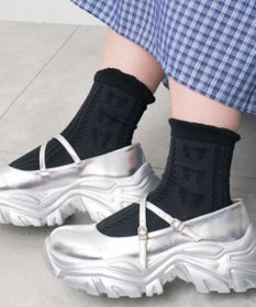 WEGO フリルリボンパターンクルーソックス