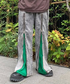 WEGO 【ユニセックス着用ITEM】ジャージドッキングZIPデニムパンツ