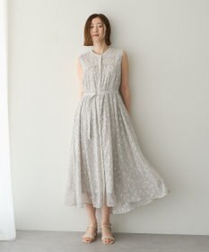 YECCA VECCA シアードット柄ギャザーワンピース