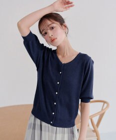 Tiaclasse  【洗える】ハーフスリーブサマーニットカーディガン