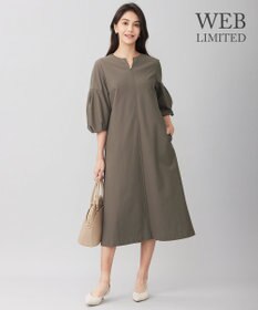 自由区 S 【WEB限定・洗える】カラミストレッチパフスリーブ ワンピース