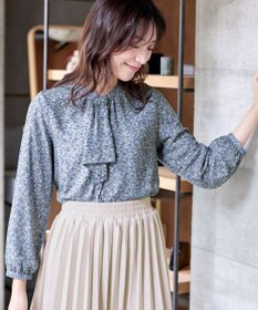 Tiaclasse 【洗える・スマート裏起毛】ジョーゼットフリルブラウス