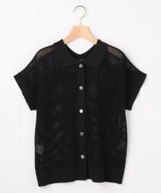 組曲 L 【先行予約・WEB限定・前後着用可】メッシュニット 襟付き半袖カーディガン