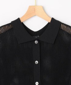 組曲 L 【先行予約・WEB限定・前後着用可】メッシュニット 襟付き半袖カーディガン