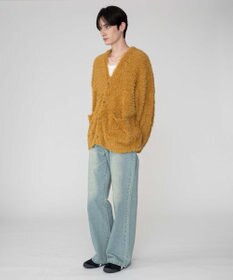 WEGO 【2025秋冬新作/ユニセックス着用ITEM/SMLサイズ展開】フェザーニットカーディガン
