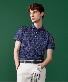 23区GOLF 盛夏対応のマルチ機能【接触冷感・UVケア・吸水速乾】【MEN】総ロゴ カノコシャツ