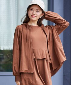 Feroux 【接触冷感・UVカット・吸水速乾】ラッシュガードフリル パーカー