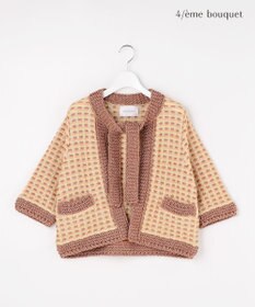 自由区 【カトリエムブーケ】Lame tweed ボウタイディテールジャケット オレンジ系