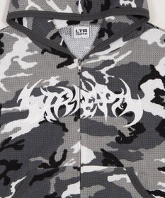 WEGO 【ユニセックス着用ITEM】ワッフルグラフィックカットZIPパーカー