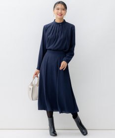 23区 【洗える】バックサテンアムンゼン千鳥プリント スカート