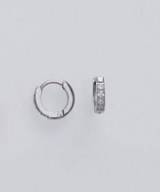 Phoebe 【金属アレルギー対応】ワンタッチビジューフープミニピアス　シルバー/サージカルステンレス