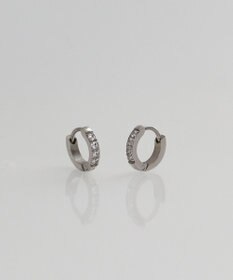 Phoebe 【金属アレルギー対応】ワンタッチビジューフープミニピアス　シルバー/サージカルステンレス