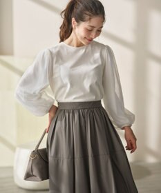 組曲 L ミニ裏毛チュールスリーブ カットソー