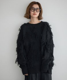 YECCA VECCA スター柄フリンジルーズニット