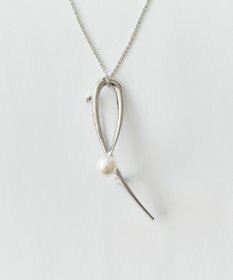 Phoebe 2wayスタイリッシュクロスカーブパールブローチネックレス　シルバー