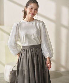 組曲 L ミニ裏毛チュールスリーブ カットソー